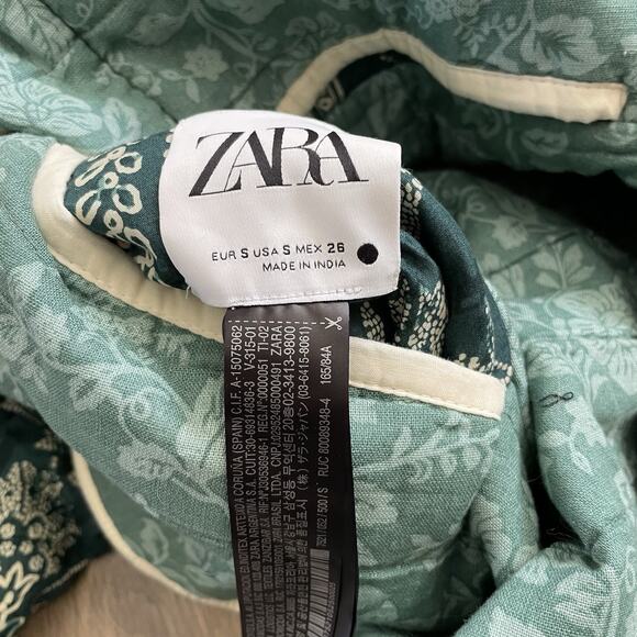 Zara Reversible Quilted Coat Size Small Green Paisley Bandana Jacket OVERSIZED - Picture 10 of 11